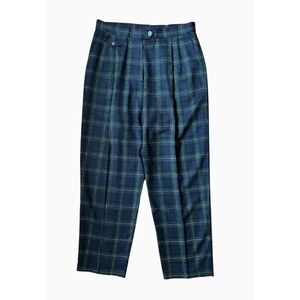 Vintage Four Seasons Women's Green and Blue Plaid Tartan Knit Trousers Pants 14